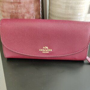 COACH - Slim Envelope Wallet - Brick Red/Gold